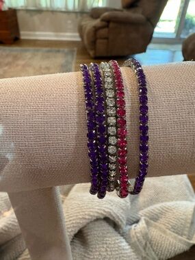 Sparkling Purple, Pink and Clear Tennis Bracelet Set